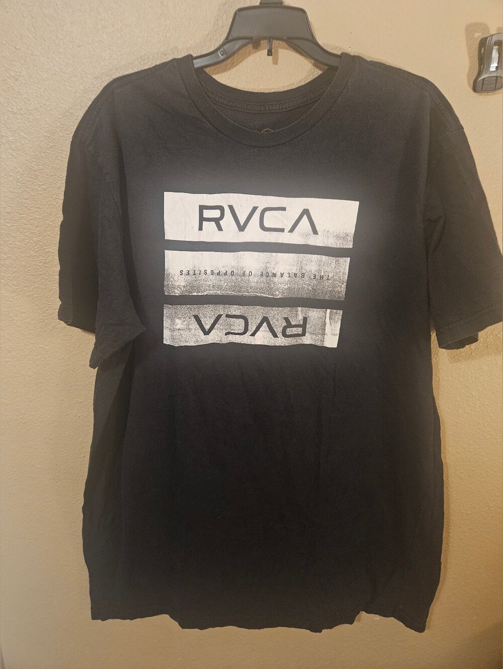 Mens Black RVCA Double Opposite Short Sleeve T-shirt Size 2XL